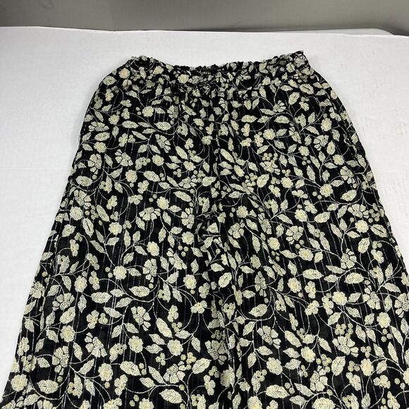 ZARA Wide Leg Pants Floral Elastic High Waisted Flowy Semi Sheer Pockets SMALL - Picture 3 of 13